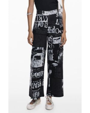 Desigual Colorblock Newspaper Print Jumpsuit - Black