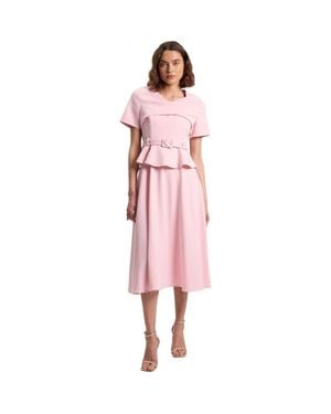 Karen Millen Belted Midi Dress - Pink