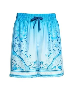 CASABLANCA Egyptian Rug Silk Shorts - Blue