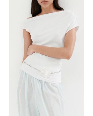 Mango Ruched One-Shoulder Top - White