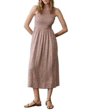 Marine Layer Darcy Floral Smock Midi Dress - Brown