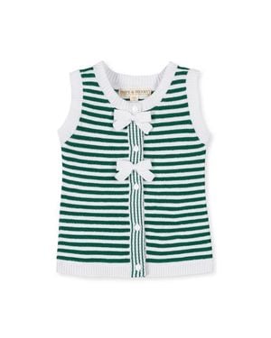 Hope & Henry Kids' Organic Button Front Sweater Tank With Bows - Green