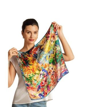SILKSILKY Pure Silk Colored Square Scarf - Multicolor
