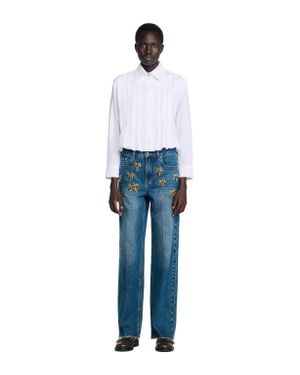 Sandro Pleated Cropped Shirt - Blue