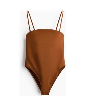 H&M Padded-Cup Bandeau Swimsuit - Brown