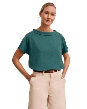Celtic & Co. Sculpted Boat Neck Relaxed T-Shirt - Green