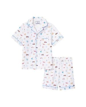 Petite Plume Kids' Summer Nostalgia Cotton Blend Pajama Shorts Set - White