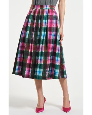 Isaac Mizrahi New York Stretch Cotton Sateen Midi Skirt - Red