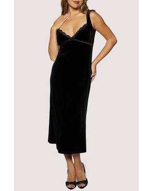Lost + Wander Fiorella Lace Trim Velvet Midi Dress - Black