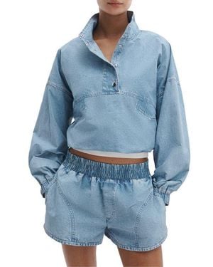 Rag & Bone Miramar Flyweight Snap Placket Popover Top - Blue