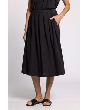 Thread & Supply Lydia Pleated Linen Blend Midi Skirt - Black