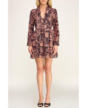 Socialite Floral Print Tiered Long Sleeve Minidress