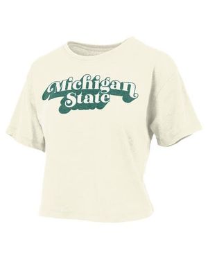 Pressbox Michigan State Spartans Vintage Easy Team Name Waist-Length T-Shirt - Natural