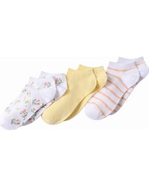 Lands' End 3-Pack Cotton Patterned Low Cut Socks - Natural
