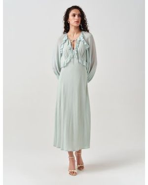 Ghost Naomi Long Sleeve Frill Midi Dress - Multicolor