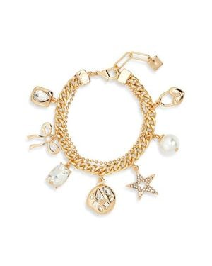 Open Edit Cultured Pearl & Crystal Charm Bracelet - Metallic