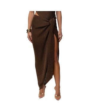 JLUXLABEL Hazel Metallic Knit Maxi Skirt - Brown
