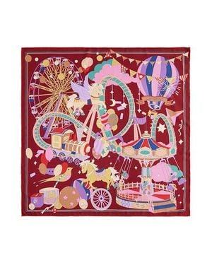 Lost Pattern Pop Pony Silk Twill Large Silk Scarf - Red