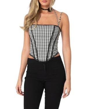 Edikted Gingham Lace Trim Corset Camisole - Black