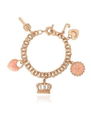 Juicy Couture Tone Charm Bracelet With Pavé Accents - Metallic