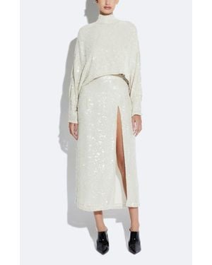 LAPOINTE Sequin High Waist Slit Skirt - White