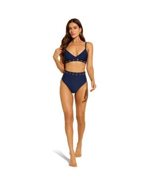 Stylest Dreamlift Push-Up Grommet Bikini Top - Blue