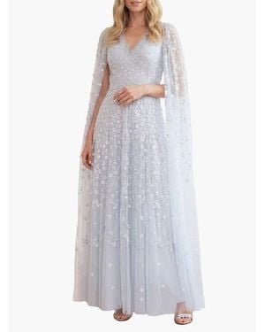 Needle & Thread Clover Cape Sleeve Ankle Gown - White