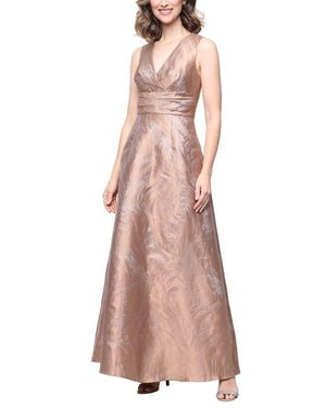 Alex Evenings Metallic Sleeveless Jacquard Gown - Pink