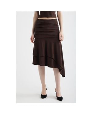 Feners Gresca Ruched Asymmetric Hem Skirt - Black