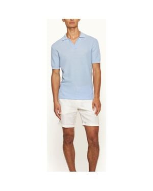 Orlebar Brown Norwich Lino Tailored Fit Smart Italian Linen Shorts - Blue