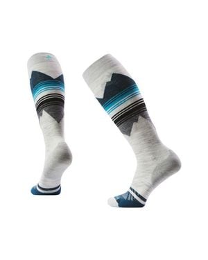 Smartwool Ski Pattern Targeted Cushion Wool Blend Over The Calf Socks - Blue