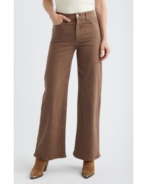 PAIGE Anessa High Waist Wide Leg Jeans - Brown