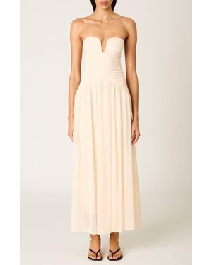 Nia Santal Strapless Drop Waist Maxi Dress in Blue | Lyst