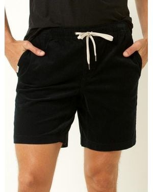 Single Stitch Drawstring Corduroy Shorts - Black