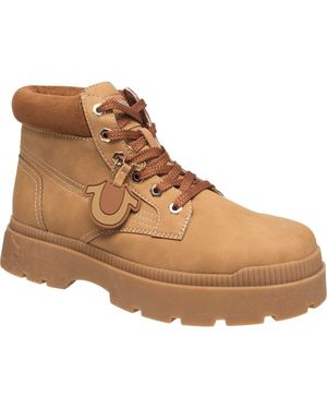 TRUE RELIGION Brent Faux Suede Work Boot - Brown