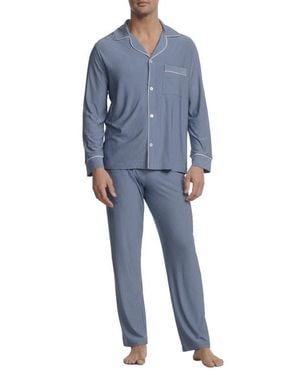 Eberjey William Print Stretch Tencel Modal Pajamas - Blue