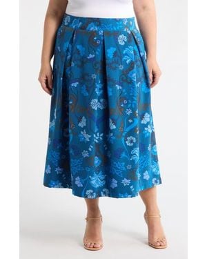 Sugarlips Palmate Pleated Midi Skirt - Blue