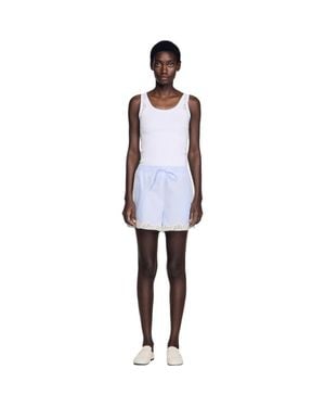Sandro Lace Detail Shorts - White