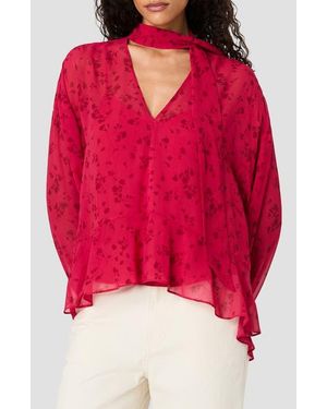 French Connection Marina Floral Chiffon Top - Red