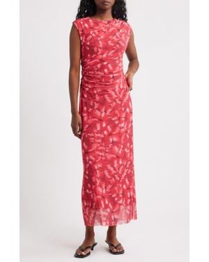 & Other Stories St Thora Floral Mesh Sheath Dress - Red