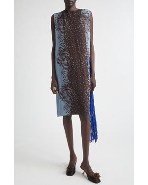 Ferragamo Flower Inlay Print Silk Shift Dress - Multicolor
