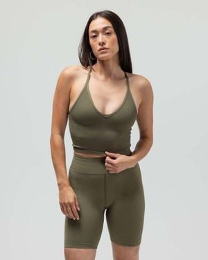 Reformer The Crop Racerback V-Neck Tank Top - Green