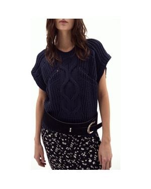 DELUC Pistacchio Cable Knit Sweater Vest - Blue