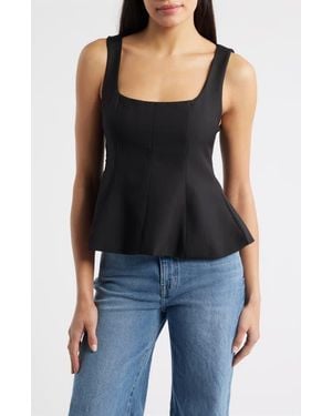 NIKKI LUND Maron Square Neck Sleeveless Peplum Top - Black