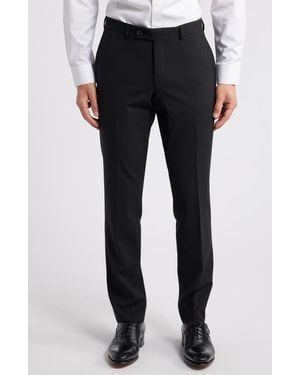 Jack Victor Patrick Flat Front Stretch Wool Dress Pants - Black