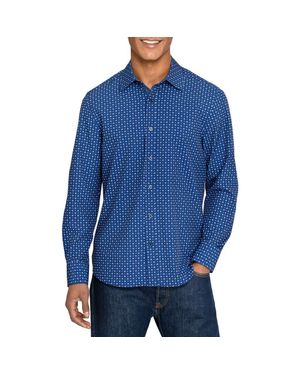 Con.struct Slim Fit Diamond Dot Performance Long Sleeve Shirt - Blue
