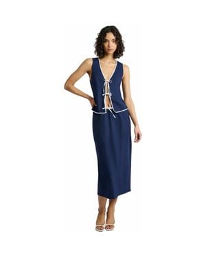 Onia Air Linen Tie Front Tank - Blue