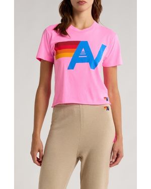 Aviator Nation Logo Boyfriend Tee - Pink