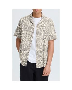 Solid Utkolt Floral Camp Shirt - Gray