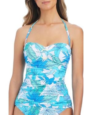 Rod Beattie Draped Tankini Top - Blue